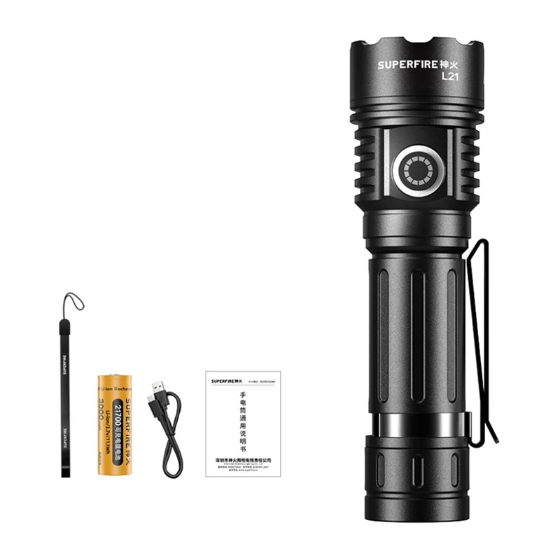 Superfire L21 Zaklamp 2300 Lumen P70 LED USB-C oplaadbaar IP44
