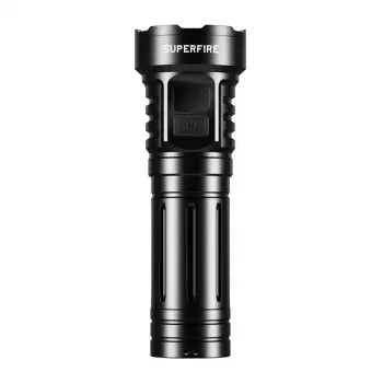 Superfire L24 USB-C oplaadbare LED-zaklamp, 2500 lumen, 500 m schijnbereik, IP44, zwart