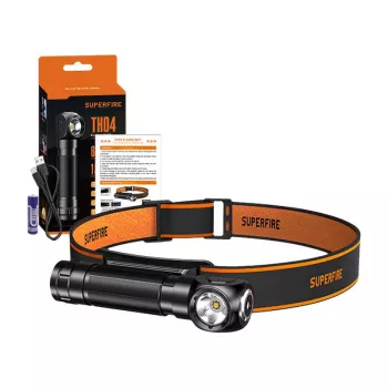 Superfire TH04 LED 2-in-1 hoofdlamp zaklamp, 600 lumen, USB-C oplaadbaar, 5 modi, 150 m lichtbereik