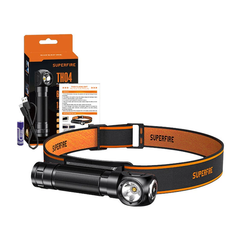Superfire TH04 LED 2-in-1 hoofdlamp zaklamp, 600 lumen, USB-C oplaadbaar, 5 modi, 150 m lichtbereik