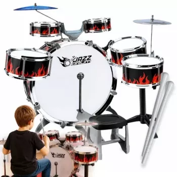 SUPRIMO K-DRUMS 2 groot kinderdrumstel met 6 trommels, rood/zwart