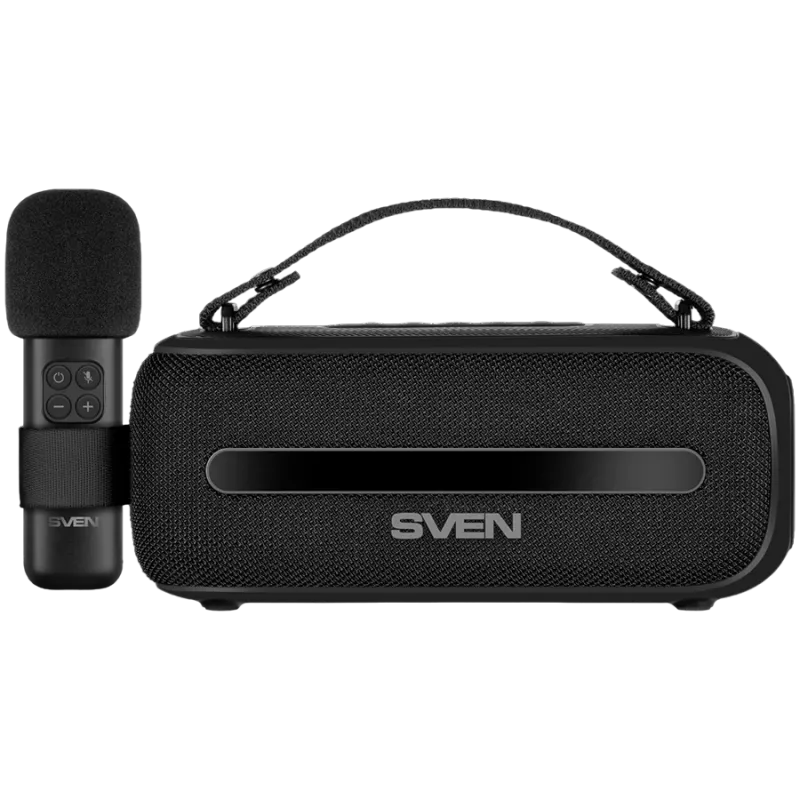 SVEN PS-255 luidspreker, zwart (12W, Bluetooth, FM, USB, karaokemicrofoon, 3600mAh)