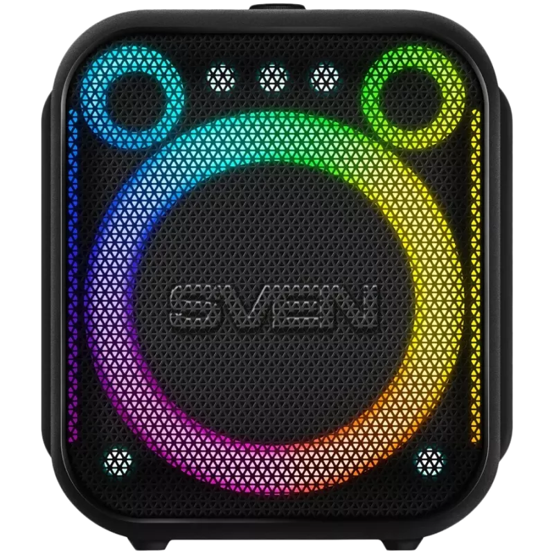 SVEN PS-880 draagbare Bluetooth-luidspreker, 110W RMS, TWS, FM, USB, microSD, LED-display, lithiumaccu, zwart