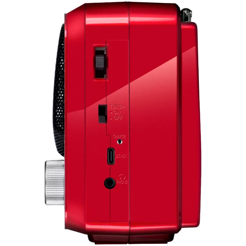 SVEN SRP-150 draagbare luidspreker, rood (3W, Bluetooth, FM/AM/SW, USB, microSD, zaklamp, accu)