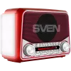 SVEN SRP-150 draagbare luidspreker, rood (3W, Bluetooth, FM/AM/SW, USB, microSD, zaklamp, accu)
