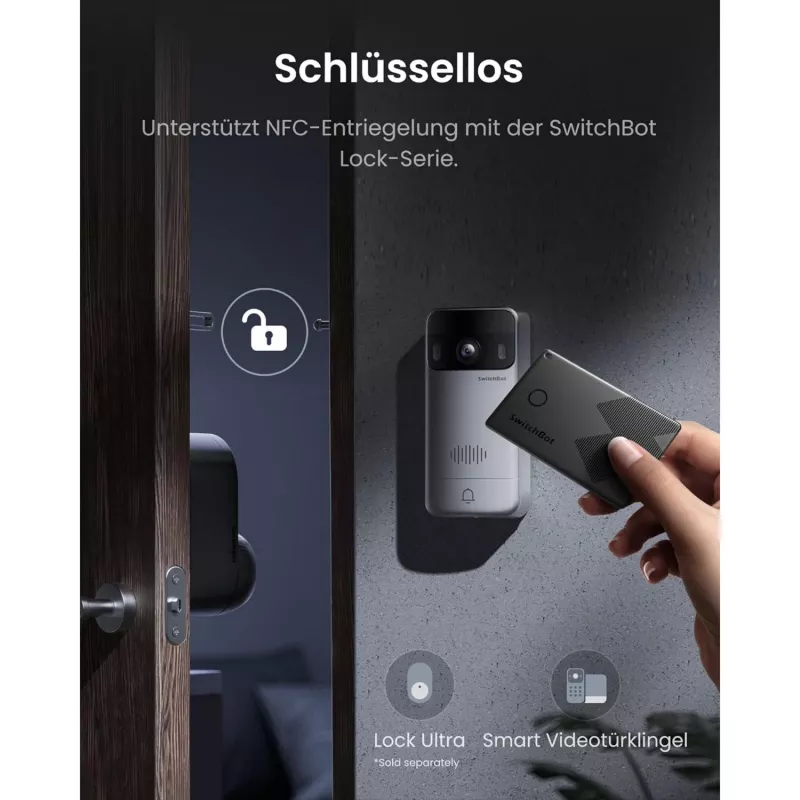 Switchbot SWB VDB-M-SW - WiFi-videodeurbel met 4,3 inch kleurendisplay (wit/zilver)