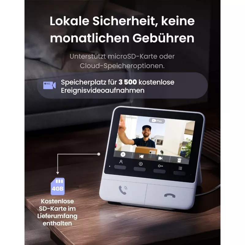 Switchbot SWB VDB-M-SW - WiFi-videodeurbel met 4,3 inch kleurendisplay (wit/zilver)