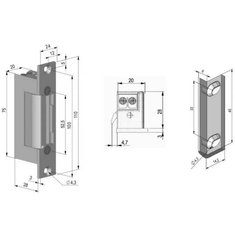 Symmetrische elektrische deuropener SCOT ES-S12AC/DC PROFI