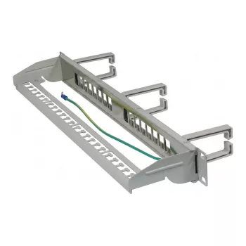 Synergy21 Keystone Patchpaneel 19 inch 1U 16 Poorten Lichtgrijs met Kabelmanagementbeugel