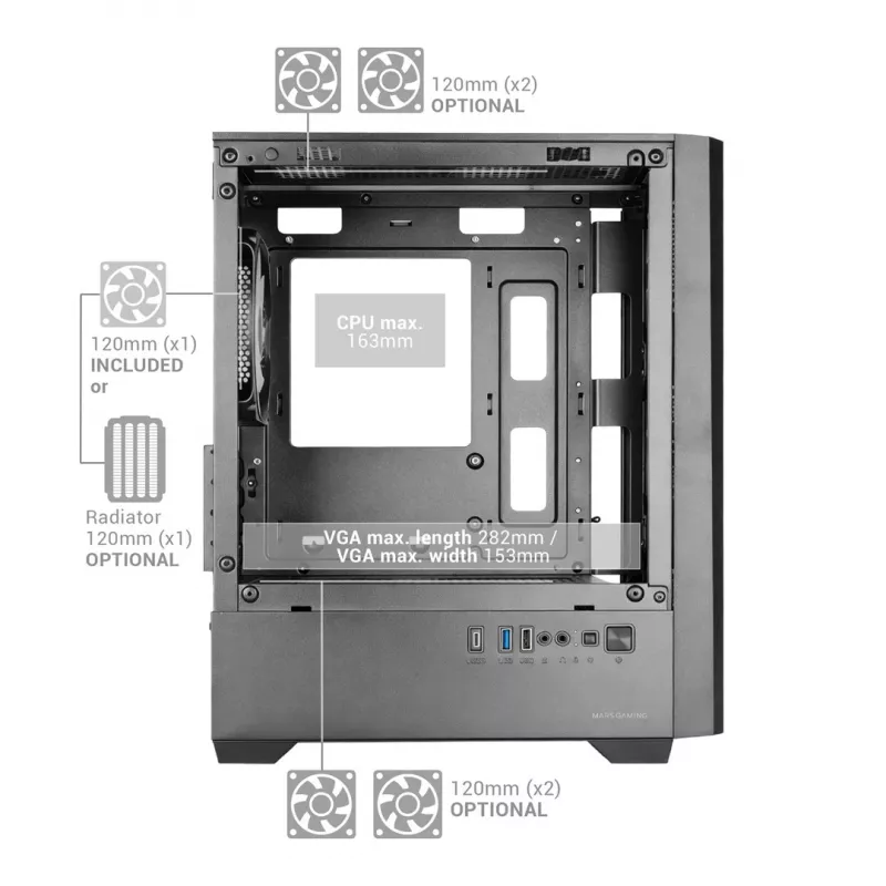 TACENS MARS MC-VECTOR 4xARGB USB-C Micro-ATX tower behuizing