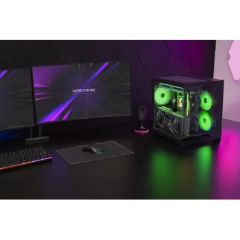 TACENS MARS MC-VIEW3 Micro-ATX behuizing met 3x ARGB ventilatoren, USB-C, gehard glas