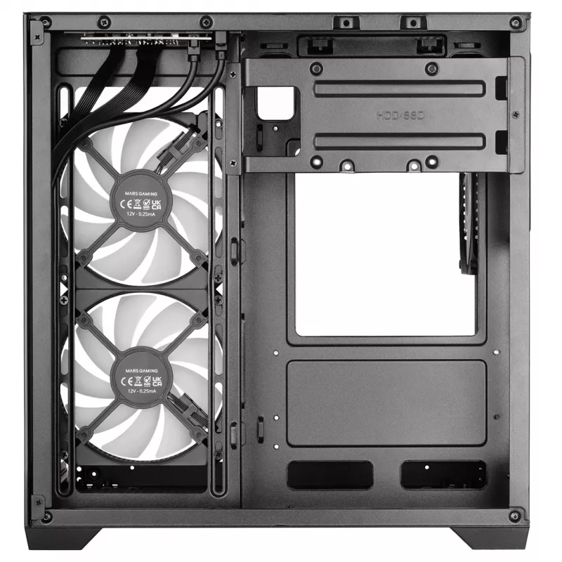 TACENS MARS MC-VIEW3 Micro-ATX behuizing met 3x ARGB ventilatoren, USB-C, gehard glas