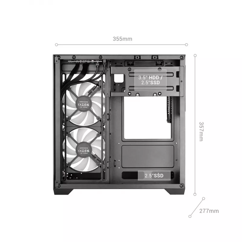 TACENS MARS MC-VIEW3 Micro-ATX behuizing met 3x ARGB ventilatoren, USB-C, gehard glas