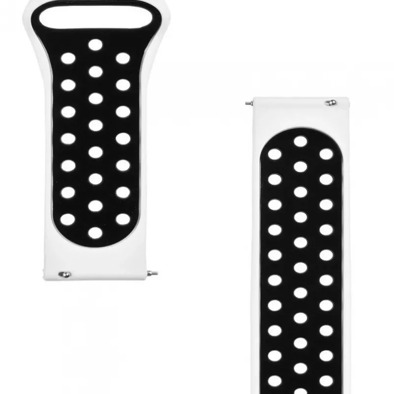 Tactische 20mm dubbele siliconen horlogeband wit zwart
