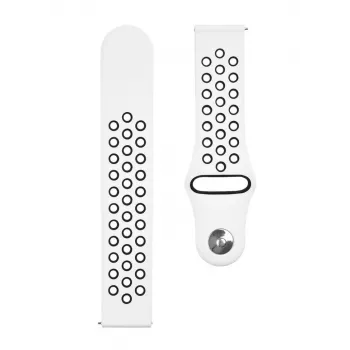 Tactische 20mm dubbele siliconen horlogeband wit zwart