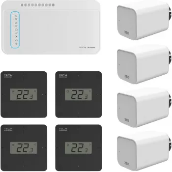 TECH 21 Draadloos multi-zone radiator verwarmingsregelsysteem kit (L-8e controller + STT-868 actuatoren)