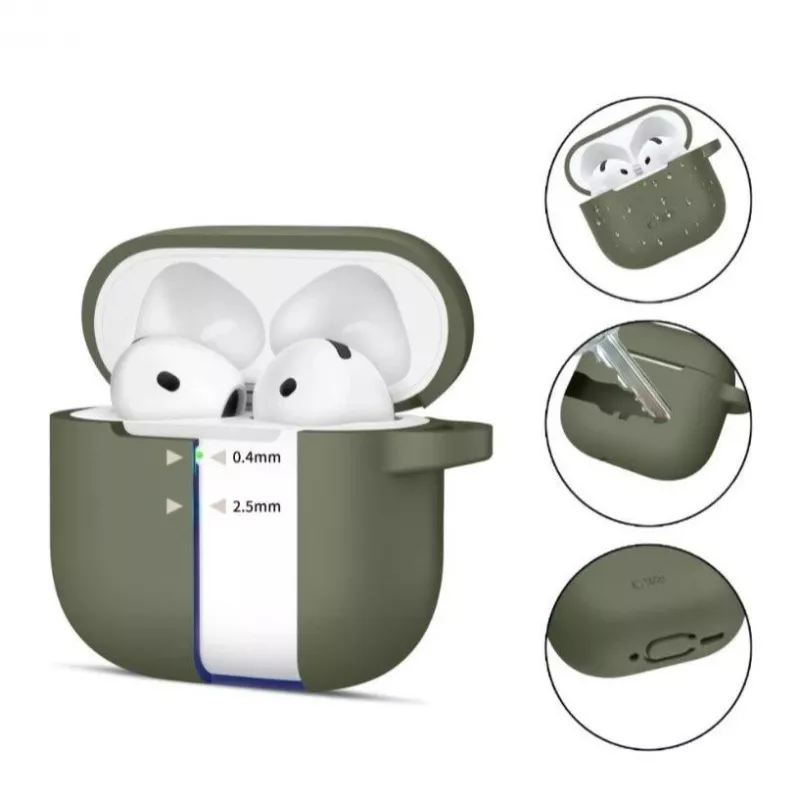 Tech-Protect Apple AirPods 4 Siliconen Haakje Hoesje Olijfgroen