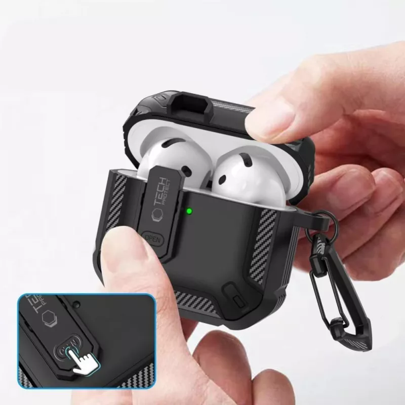 Tech-Protect Carbonox Case voor AirPods 4 - zwart