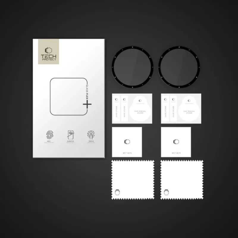 Tech-Protect Glass Flex+ hybride glas schermbescherming voor Garmin Venu 3 (2-pack, zwarte rand)