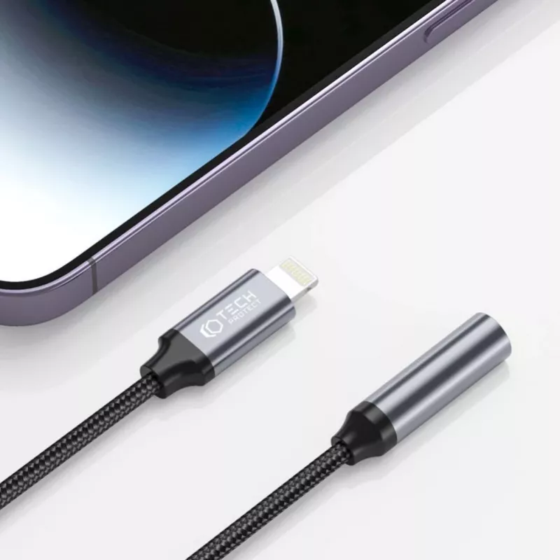 Tech-Protect Lightning (stekker) naar 3,5-mm-jack (bus) adapter - wit