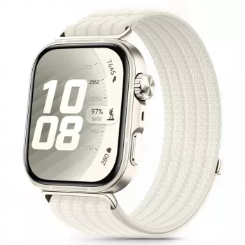 Tech-Protect nylon bandje voor Huawei Watch Fit 3 / 4 / 4 Pro / 5 / 5 Pro - wit