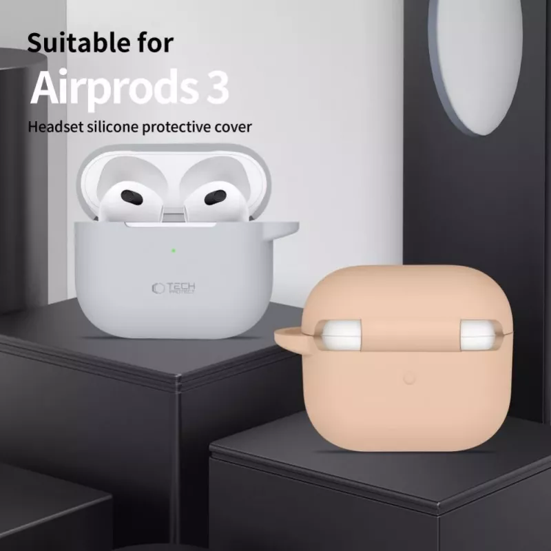 Tech-Protect Silicone Hook Case voor Apple AirPods 3 - grijs