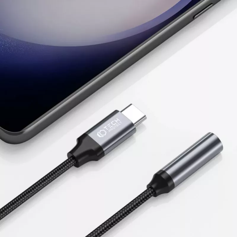 Tech-Protect USB-C naar 3,5 mm mini-jack audio-adapter (bus) - zwart