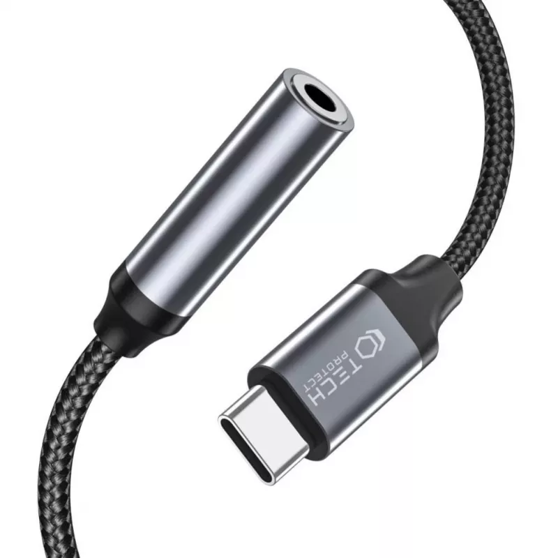 Tech-Protect USB-C naar 3,5 mm mini-jack audio-adapter (bus) - zwart