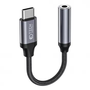 Tech-Protect USB-C naar 3,5 mm mini-jack audio-adapter (bus) - zwart
