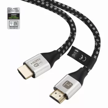 Techly ICOC-HDMI21-8-020T HDMI 2.1 kabel 8K 10K 48Gbps 2 m zwart gevlochten