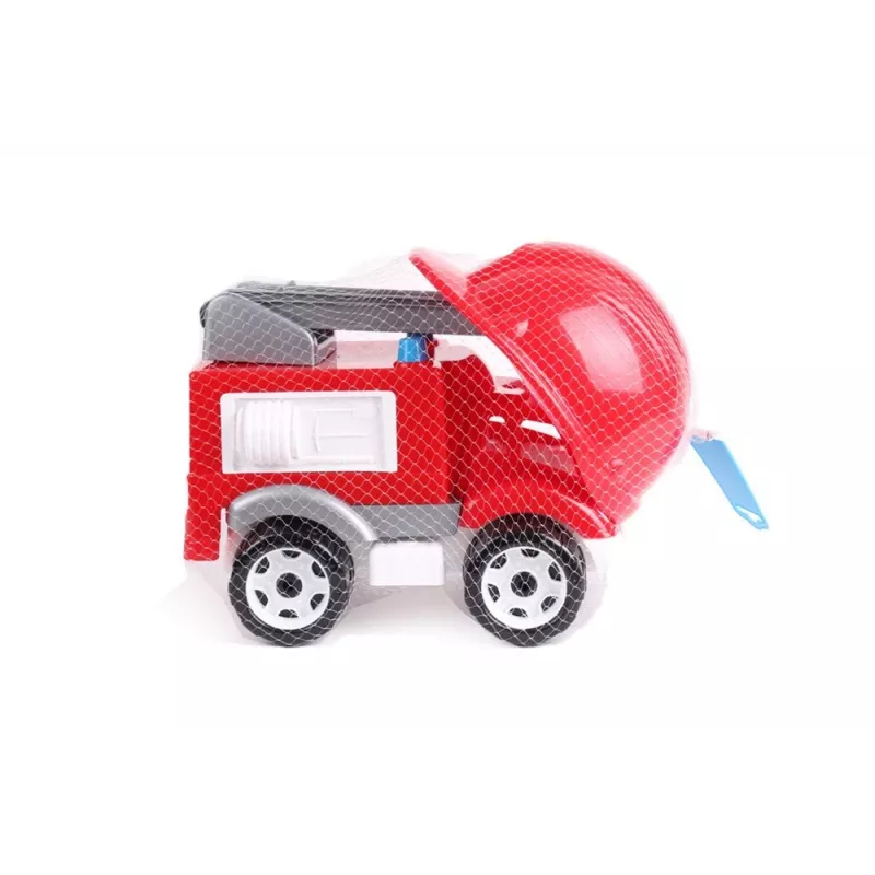 TECHNOK brandweerauto met ladder, helm en brandweerman 3978