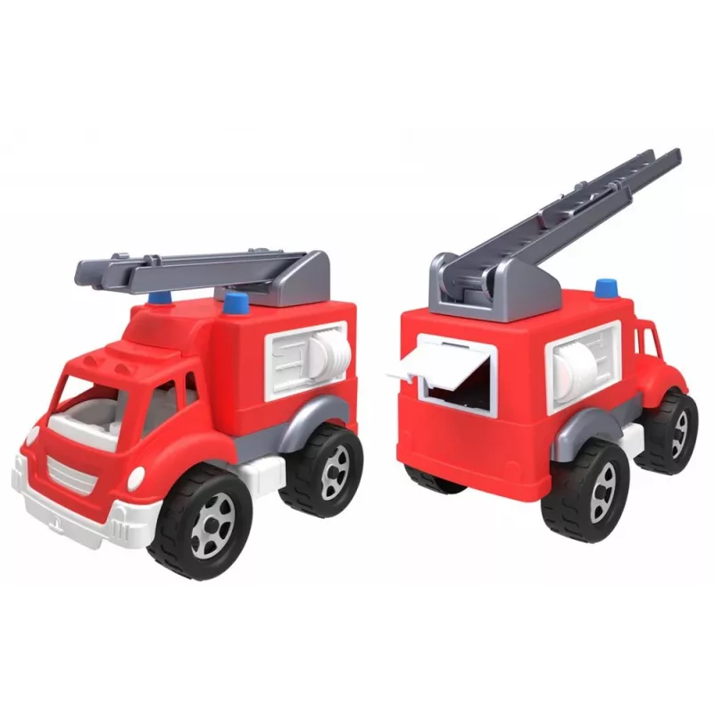 TECHNOK brandweerauto met ladder, helm en brandweerman 3978