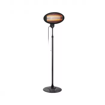 TEESA TSA8050 elektrische terrasverwarmer 2000W infrarood halogeenverwarming met afstandsbediening, wand-/plafondmontage, IP24, zwart/zilver