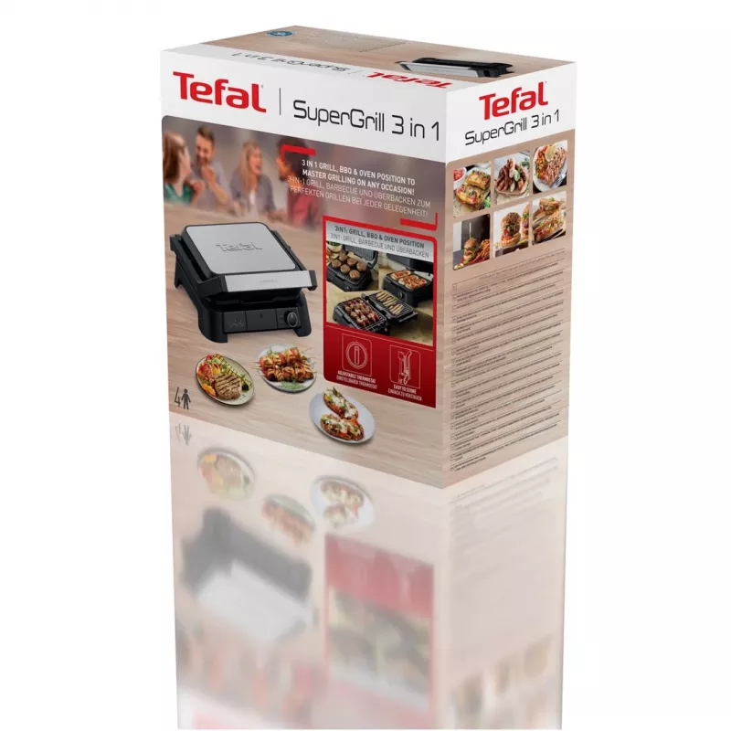Tefal SuperGrill 3-in-1 GC510DE0 contactgrill, 2000 W, zilver/zwart