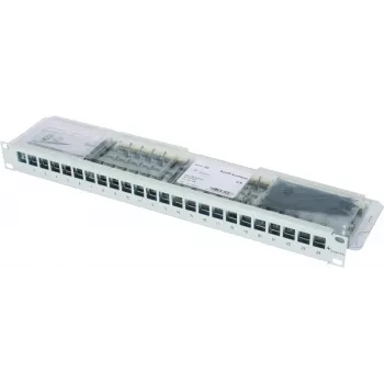 TELEGÄRTNER 19 inch 1U modulair patchpaneel met 24 AMJ-S Cat.6A afgeschermde modules, T568A, gereedschapsloze IDC, RJ45/RJ11/RJ12 J02023A0039