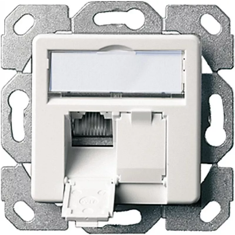 Telegärtner AMJ45 8/8 K Up/50 Cat.6A inbouw datadoos, 2x RJ45, afgeschermd, parelwit RAL 1013 J00020A0501