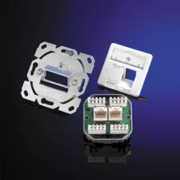 Telegärtner AMJ45 8/8 K Up/50 Cat.6A inbouw datadoos, 2x RJ45, afgeschermd, parelwit RAL 1013 J00020A0501