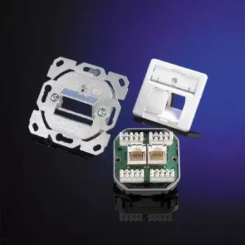 Telegärtner AMJ45 8/8 UP/0 inbouw RJ45 aansluitdoos, 2-voudig, Cat.6A, afgeschermd, zuiverwit J00020A0388
