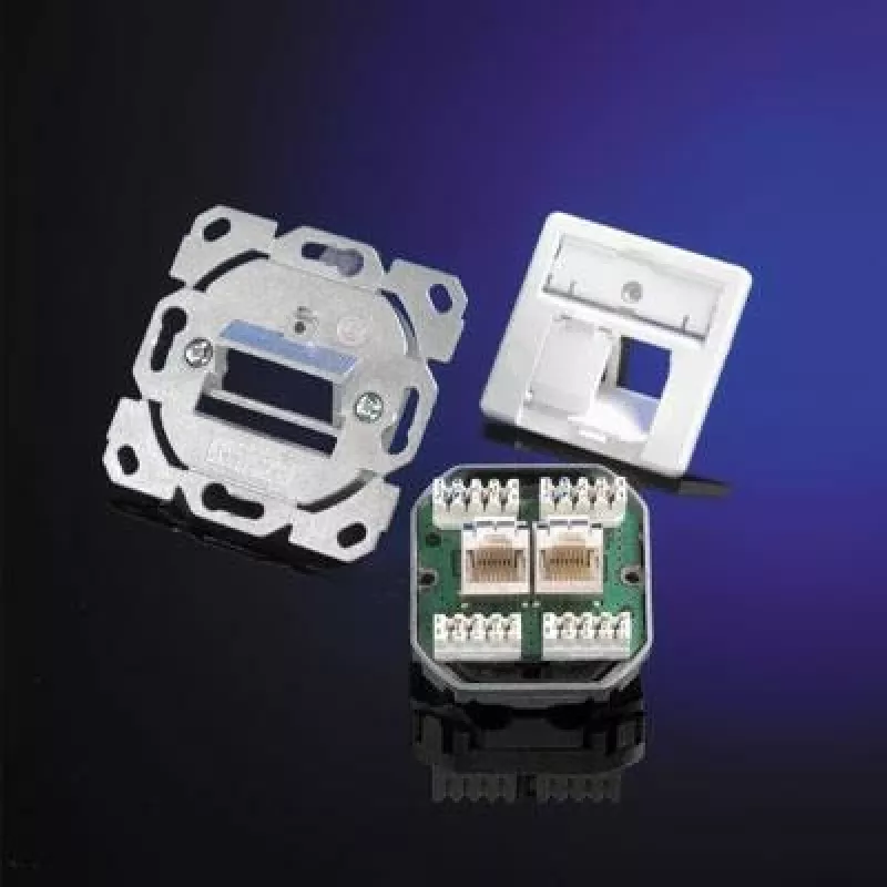 Telegärtner AMJ45 data-aansluitmodule, 2-poorts RJ45, Cat.6A afgeschermd, 10G, gereedschapsvrije IDC, zinkbehuizing