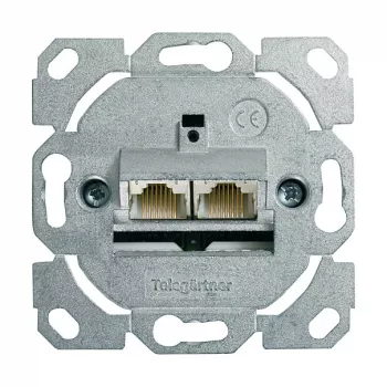 Telegärtner AMJ45 data-aansluitmodule, 2-poorts RJ45, Cat.6A afgeschermd, 10G, gereedschapsvrije IDC, zinkbehuizing