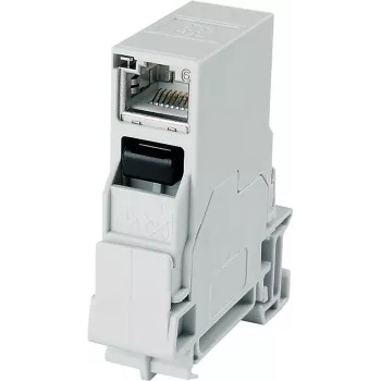 Telegärtner STX RJ45 DIN-rail Doos Cat.6A Afgeschermd, Lichtgrijs