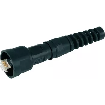 Telegärtner STX V1 RJ45 stekker-set, kunststofvariant 1, recht, 8P8C, afgeschermd, zwart, 1 stuk
