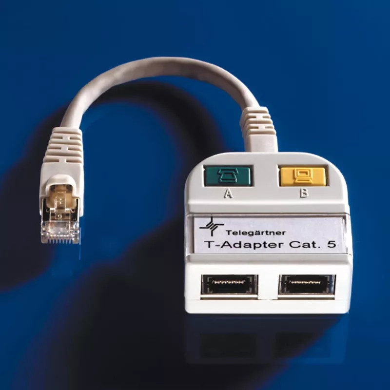 TELEGÄRTNER T-adapter Cat5e naar 100Base-T/ISDN RJ45 splitter (J00029A0013)