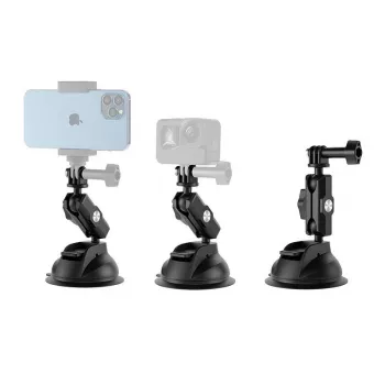 TELESIN universele zuignaphouder met telefoonhouder en actioncam-houder TE-SUC-012
