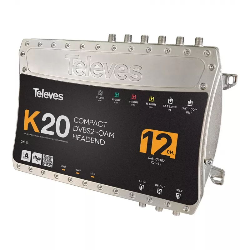 Televes K20-12 compacte headend 12 transponder DVB-S2 naar QAM