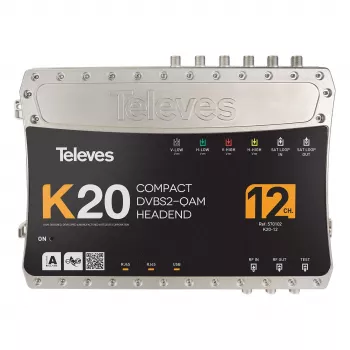Televes K20-12 compacte headend 12 transponder DVB-S2 naar QAM