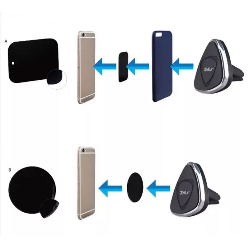 TELLUR Magnetische telefoonhouder voor auto, luchtroosterhouder, zwart