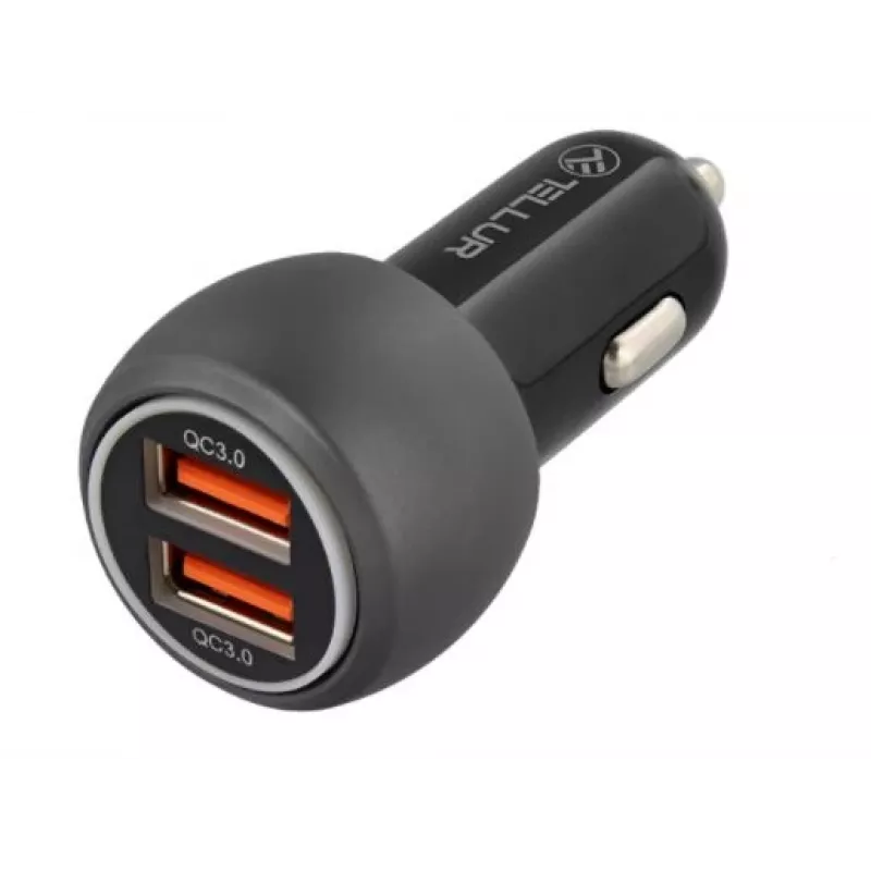 Tellur dubbele USB autolader met QC 3.0, 6A zwart