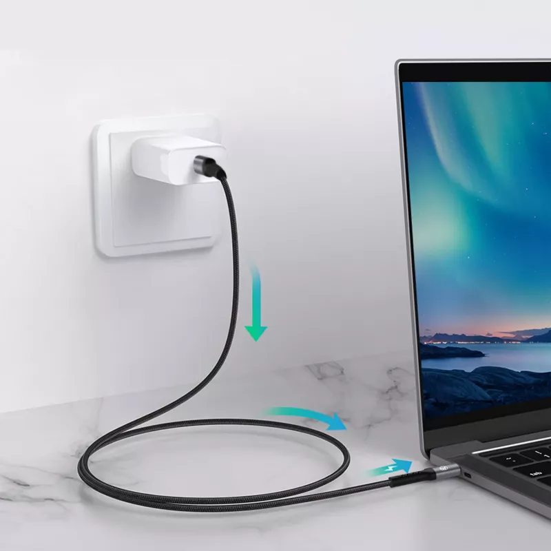 Tellur Type-C naar Type-C kabel 3A PD60W 2m nylon zwart