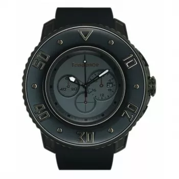 TENDENCE Gulliver Round heren quartz horloge 50mm zwarte siliconenband